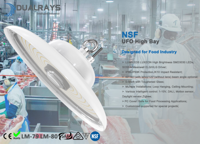 이동과 식품 공장을 위한 일광 센서 광도 조절이 가능한 100W 150W 200W IP65 UFO 높은 만 빛
