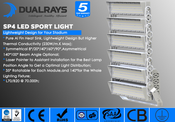IP65 1500W IK08 LED 운동 경기장 투광 조명등 확산기 고전력 5년 보증