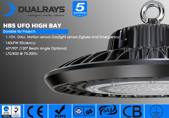 음식 공장을 위한 동의와 일광 감지기 Dimmable 100W 150W 200W IP65 UFO 높은 만 빛