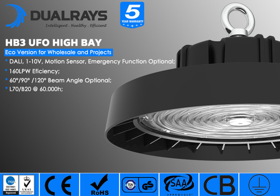 음식 공장을 위한 동의와 일광 감지기 Dimmable 100W 150W 200W IP65 UFO 높은 만 빛