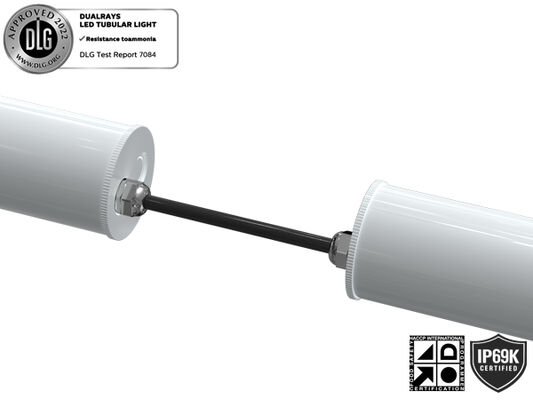 0.6m 20W IP69K IK10 TB7 LED 튜브형 조명, 3선 또는 5선 관통 연결 가능, DIP 스위치로 전원/3CCT/3상 변경