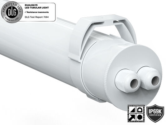 0.6m 20W IP69K IK10 TB7 LED 튜브형 조명, 3선 또는 5선 관통 연결 가능, DIP 스위치로 전원/3CCT/3상 변경