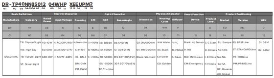 창고 및 주차장 조명용 플러그 앤 플레이 모션 센서, 비상 키트 및 퀵 스냅 엔드 캡을 갖춘 D4 LED 방습 램프