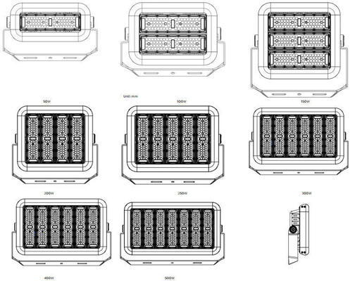 500W SPL4 모듈형 LED 스포츠 라이트 1000W 금속 하라이드 스마트 지그비 무선 제어로 교체