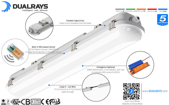1200 밀리미터 LED 트리이 증명 램프 물 먼지 수증기 증명 디밍 달리 제어기 1-10V명 30W명