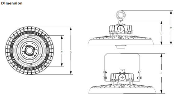 빠른 배송 HB3H IP65 창고 산업용 LED 하이 베이 비품 100W 150W 200W 라운드 하이 베이 램프 상업용 LED 조명
