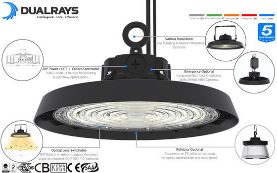150W HB3 Eco 내장 드라이버 슬림 버전 UFO LED 조명(1-10V KNX 디밍 포함)