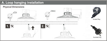 DUALRAYS HB5 IP65 IK08 UFO LED 높은 베이 유럽 호주 플러그 Customzied 케이블 길이 옵션