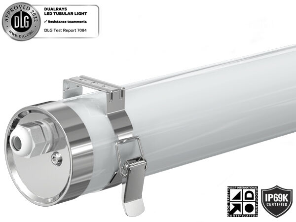 TB6 LED 튜브형 조명 IP69K PMMA IK08 내 암모니아/UV /PC IK10 UV 방지