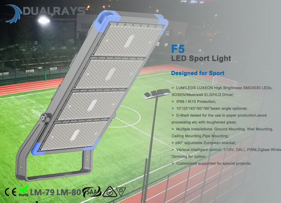 높은 돛대 LED 홍수 빛을 점화하는 500W 높은 광도 IP66 옥외 스포츠 분야 지역